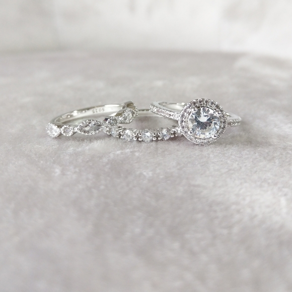 💎NEW💎3 PC S925 SIMULATED DIAMOND RING SET - Picture 7 of 10